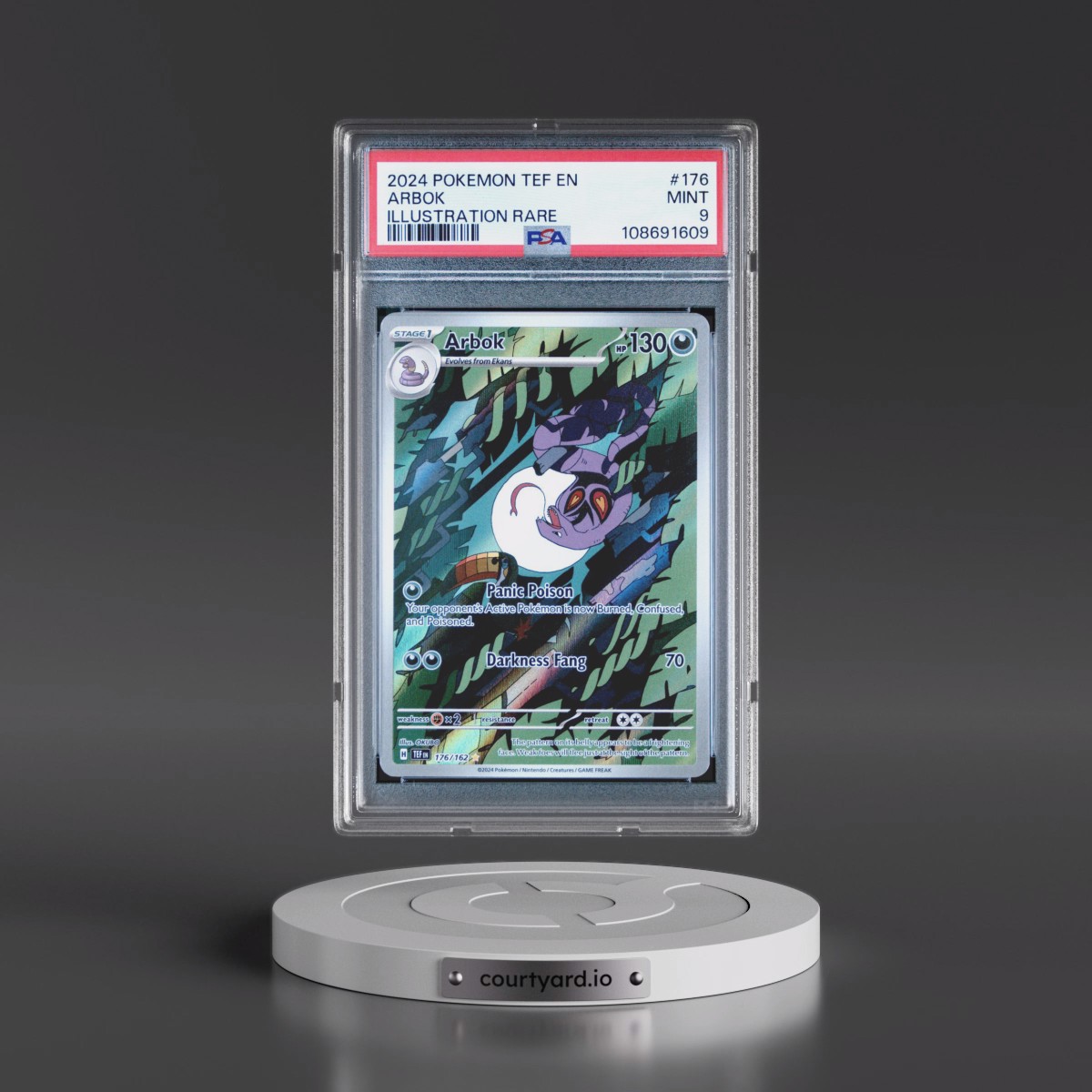 2024 Pokémon Tef EN-Temporal Forces #176 Arbok - Illustration Rare (PSA 9 MINT)