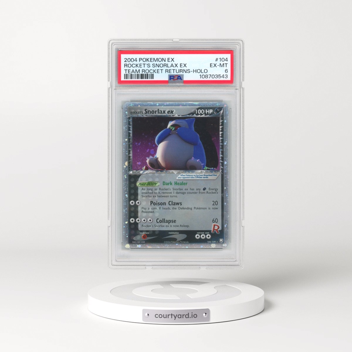 2004 Pokémon EX Team Rocket Returns #104 Rocket's Snorlax EX - Holo Holo (PSA 6 EX-MT)