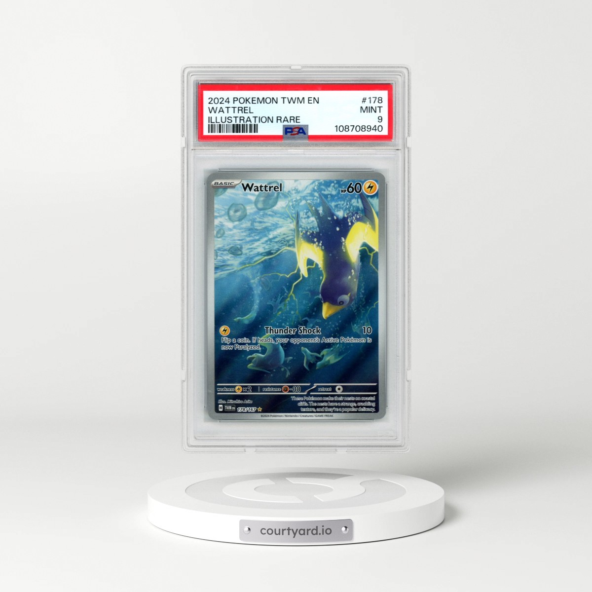 2024 Pokémon Twm EN-Twilight Masquerade #178 Wattrel - Illustration Rare (PSA 9 MINT)