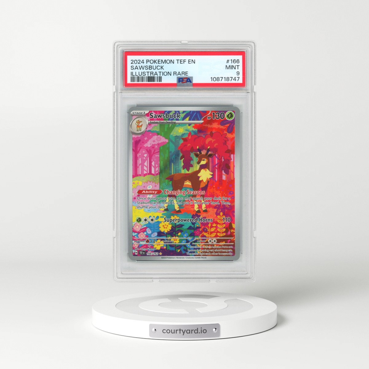 2024 Pokémon Tef EN-Temporal Forces #166 Sawsbuck - Illustration Rare (PSA 9 MINT)