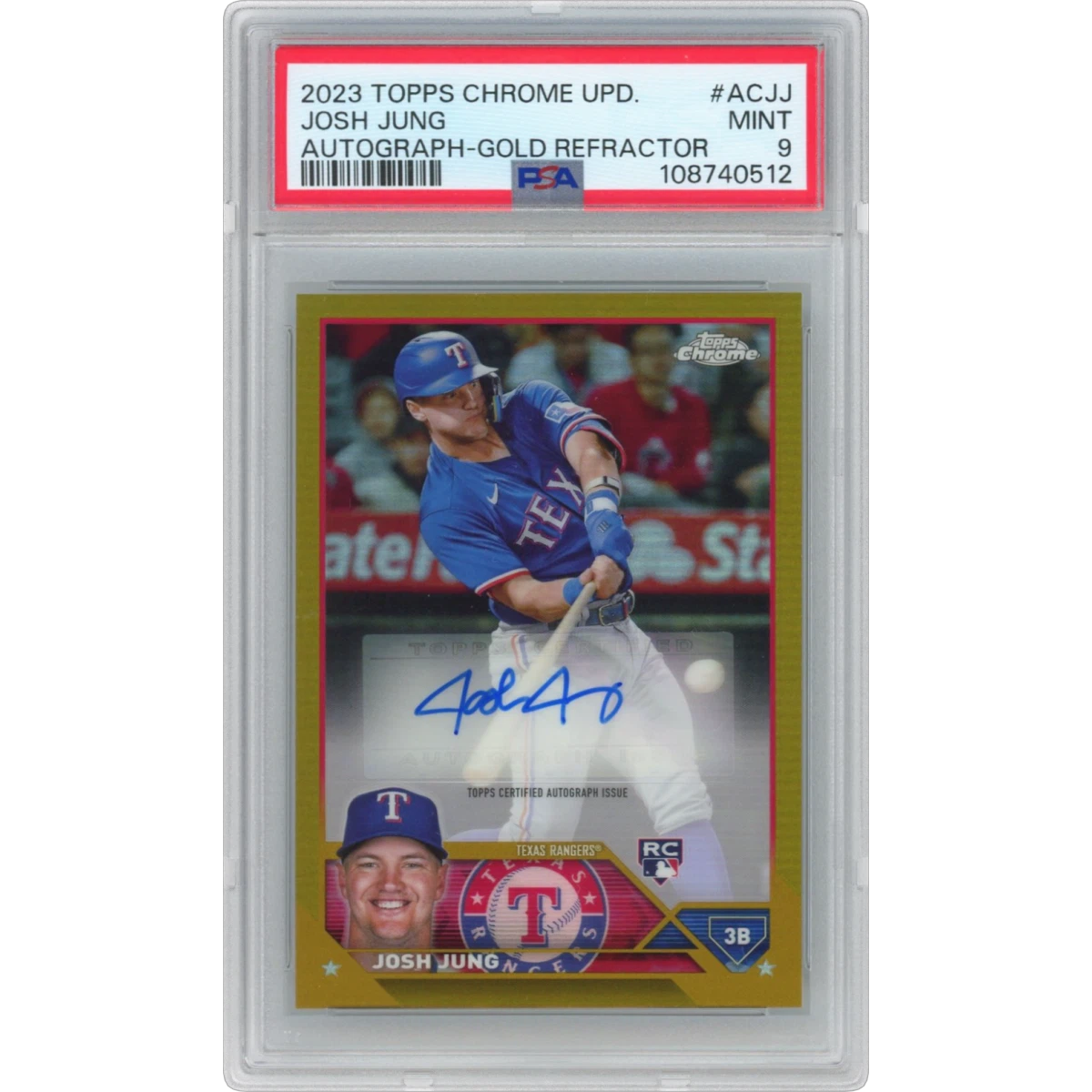 2023 Topps Chrome Update Autograph #ACJJ Josh Jung - Gold Refractor (PSA 9 MINT)