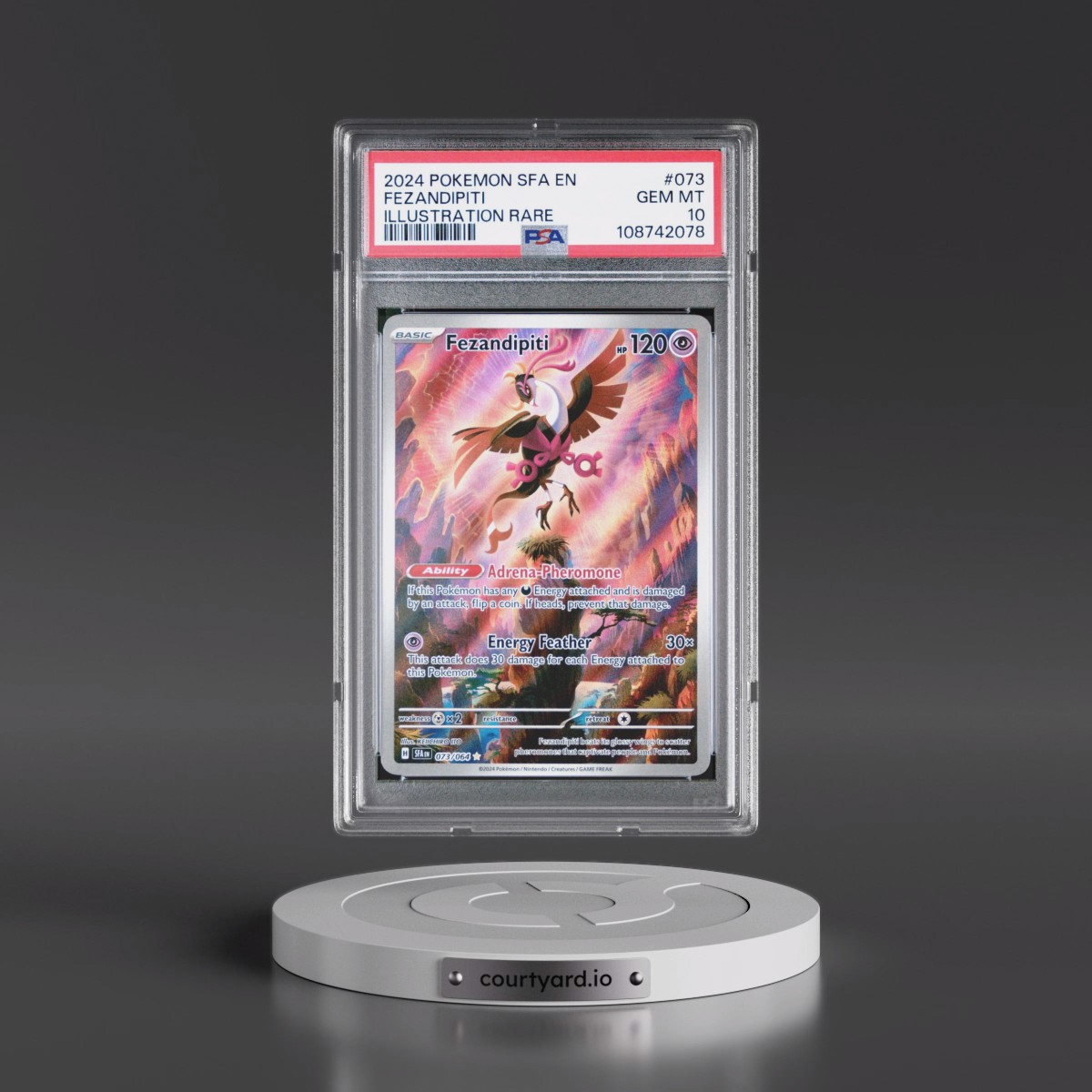 2024 Pokémon Sfa EN-Shrouded Fable #073 Fezandipiti - Illustration Rare (PSA 10 GEM MINT)