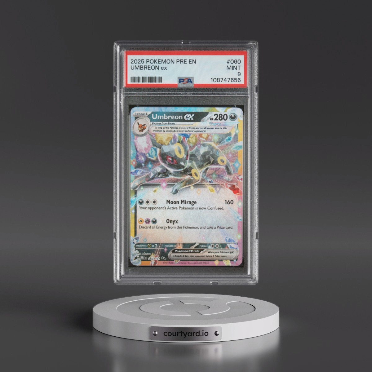 2025 Pokémon Pre EN-Prismatic Evolutions #060 Umbreon EX - Holo (PSA 9 MINT)