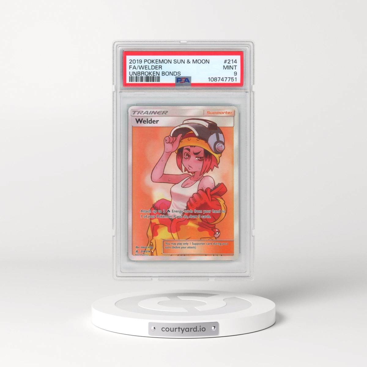 2019 Pokémon Sun & Moon Unbroken Bonds #214 Welder - Full Art (PSA 9 MINT)