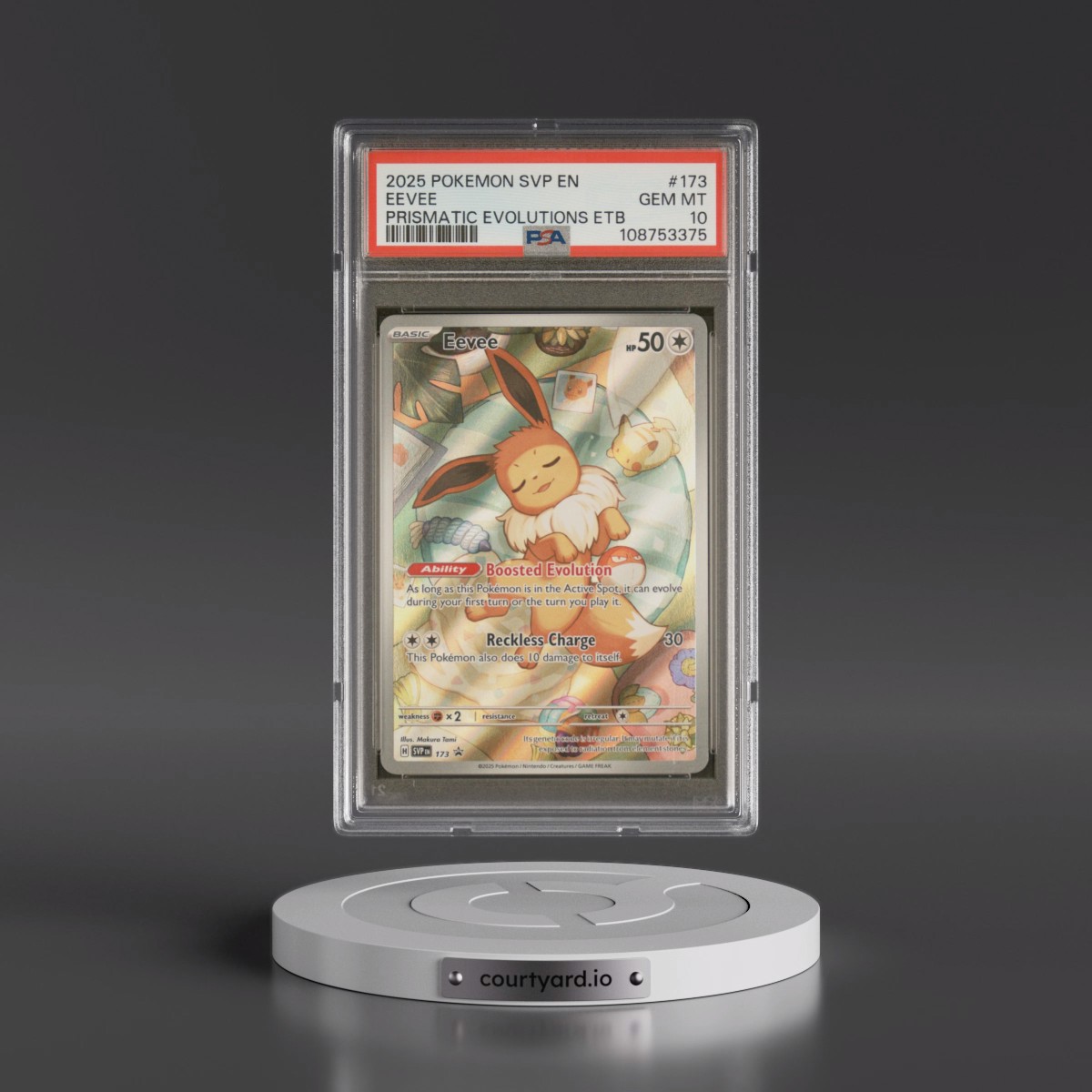 2025 Pokémon Svp EN-SV Black Star Promo #173 Eevee - Prismatic Evolutions Elite Trainer Box (PSA 10 GEM MINT)