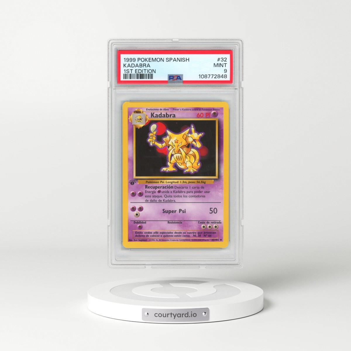 1999 Pokémon #32 Kadabra - 1st Edition (PSA 9 MINT)