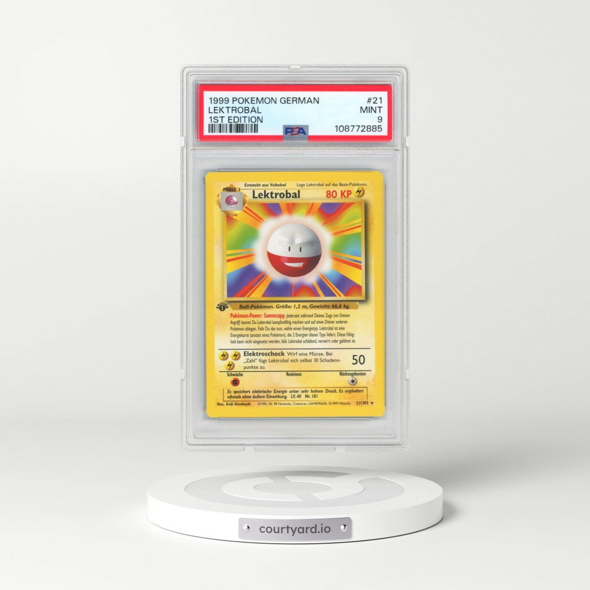 1999 Pokémon #21 Lektrobal - 1st Edition (PSA 9 MINT)