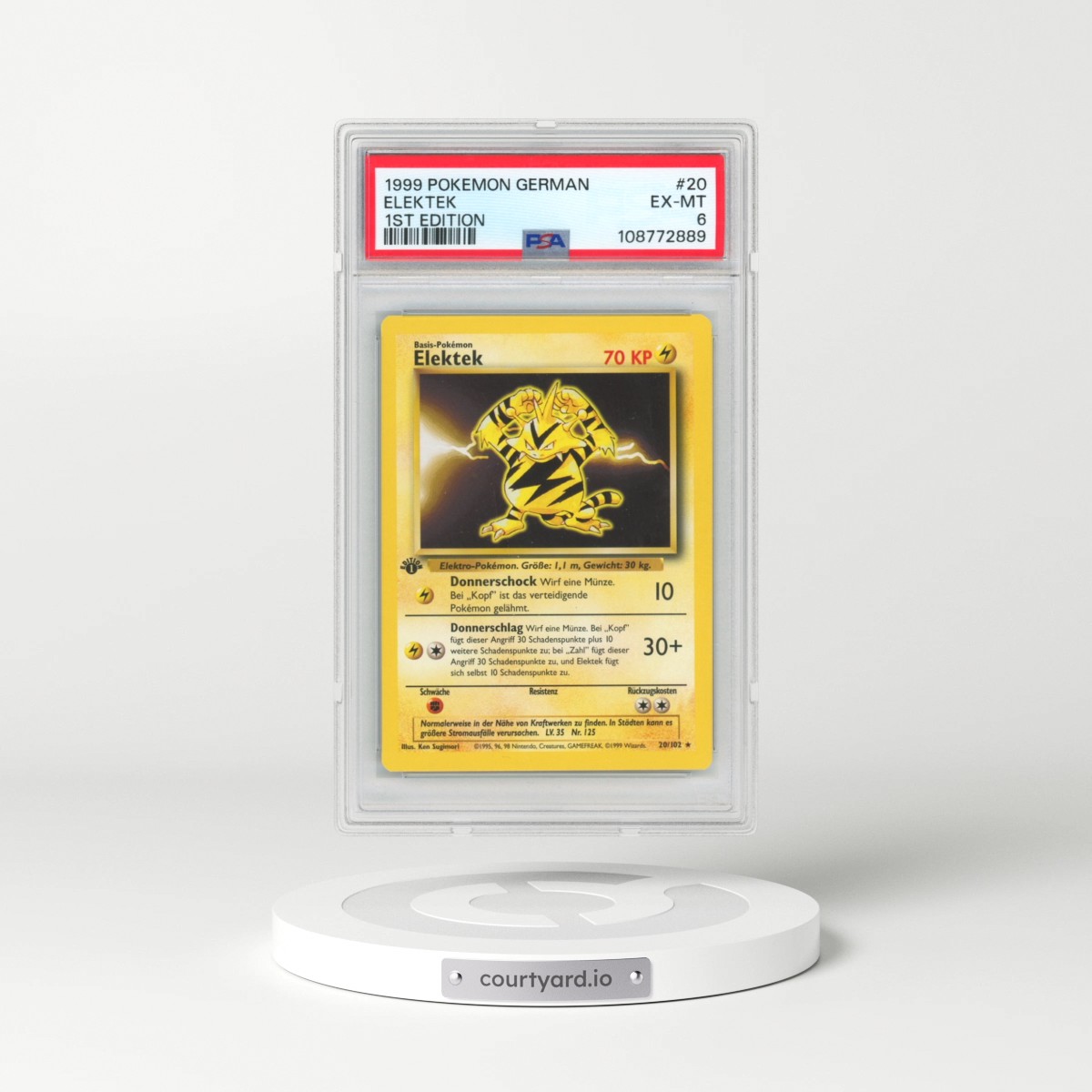 1999 Pokémon #20 Elektek - 1st Edition (PSA 6 EX-MT)