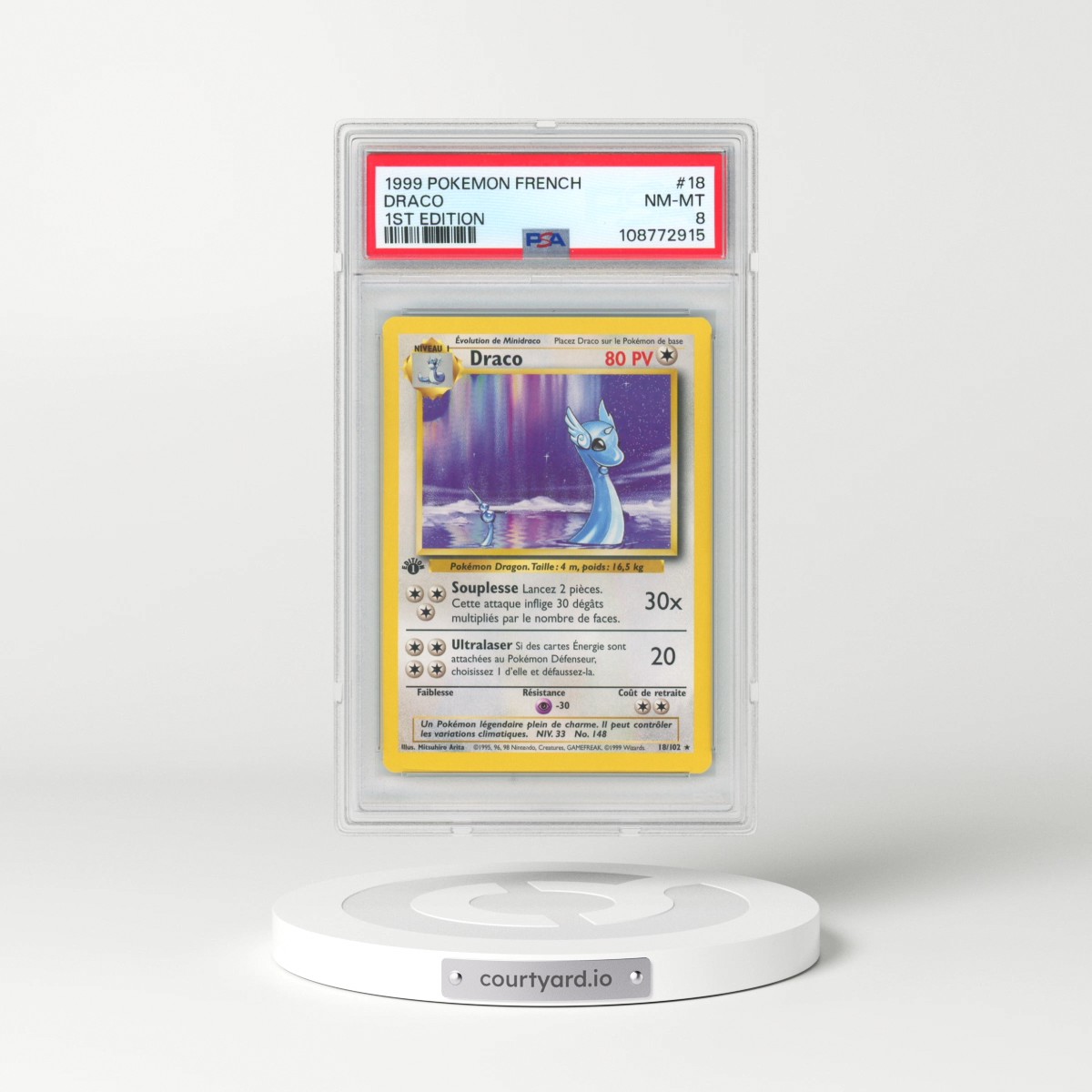 1999 Pokémon #18 Draco - 1st Edition (PSA 8 NM-MT)