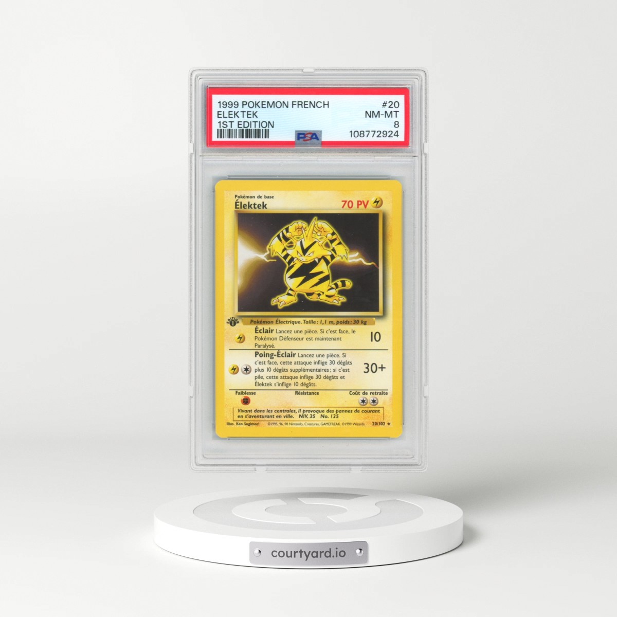 1999 Pokémon #20 Elektek - 1st Edition (PSA 8 NM-MT)