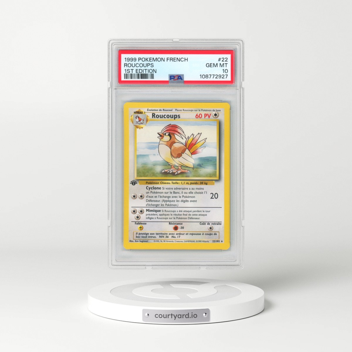 1999 Pokémon #22 Roucoups - 1st Edition (PSA 10 GEM MINT)