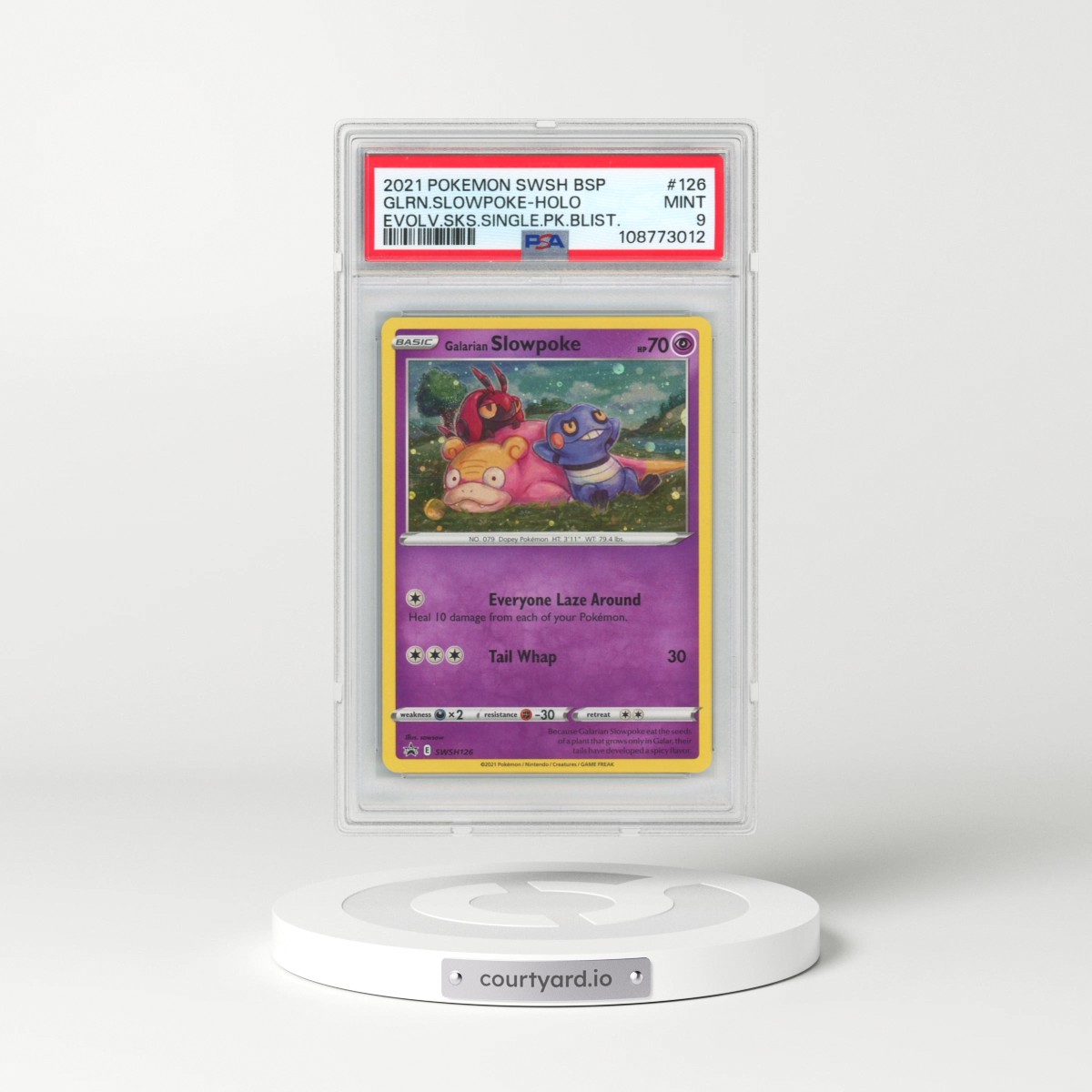 2021 Pokémon Swsh Black Star Promo #126 Galarian Slowpoke - Holo Evolving Skies Single Pack Blisters (PSA 9 MINT)