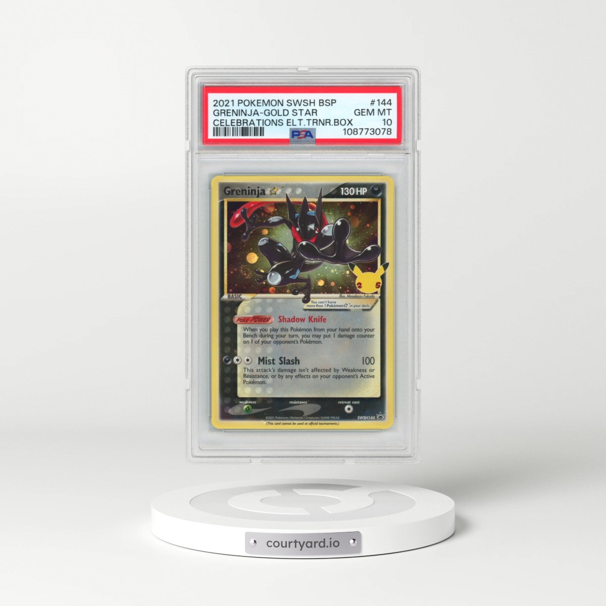 2021 Pokémon Swsh Black Star Promo #144 Greninja-Gold Star - Celebrations Elite Trainer Box (PSA 10 GEM MINT)