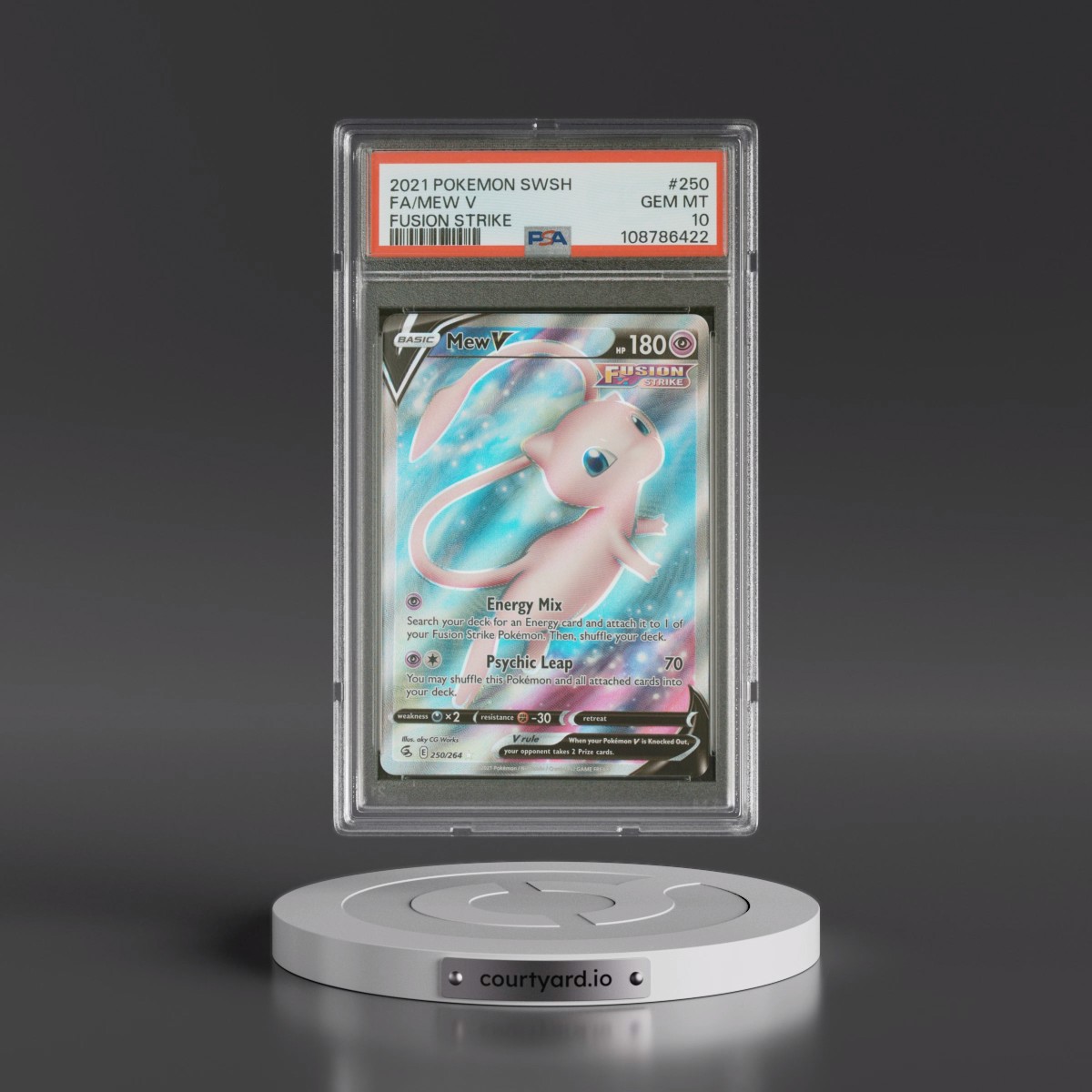 2021 Pokémon Sword & Shield Fusion Strike #250 Mew V - Holo Full Art (PSA 10 GEM MINT)