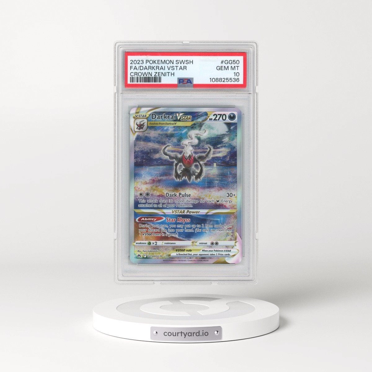 2023 Pokémon Sword and Shield Crown Zenith #GG50 Darkrai Vstar - Full Art (PSA 10 GEM MINT)