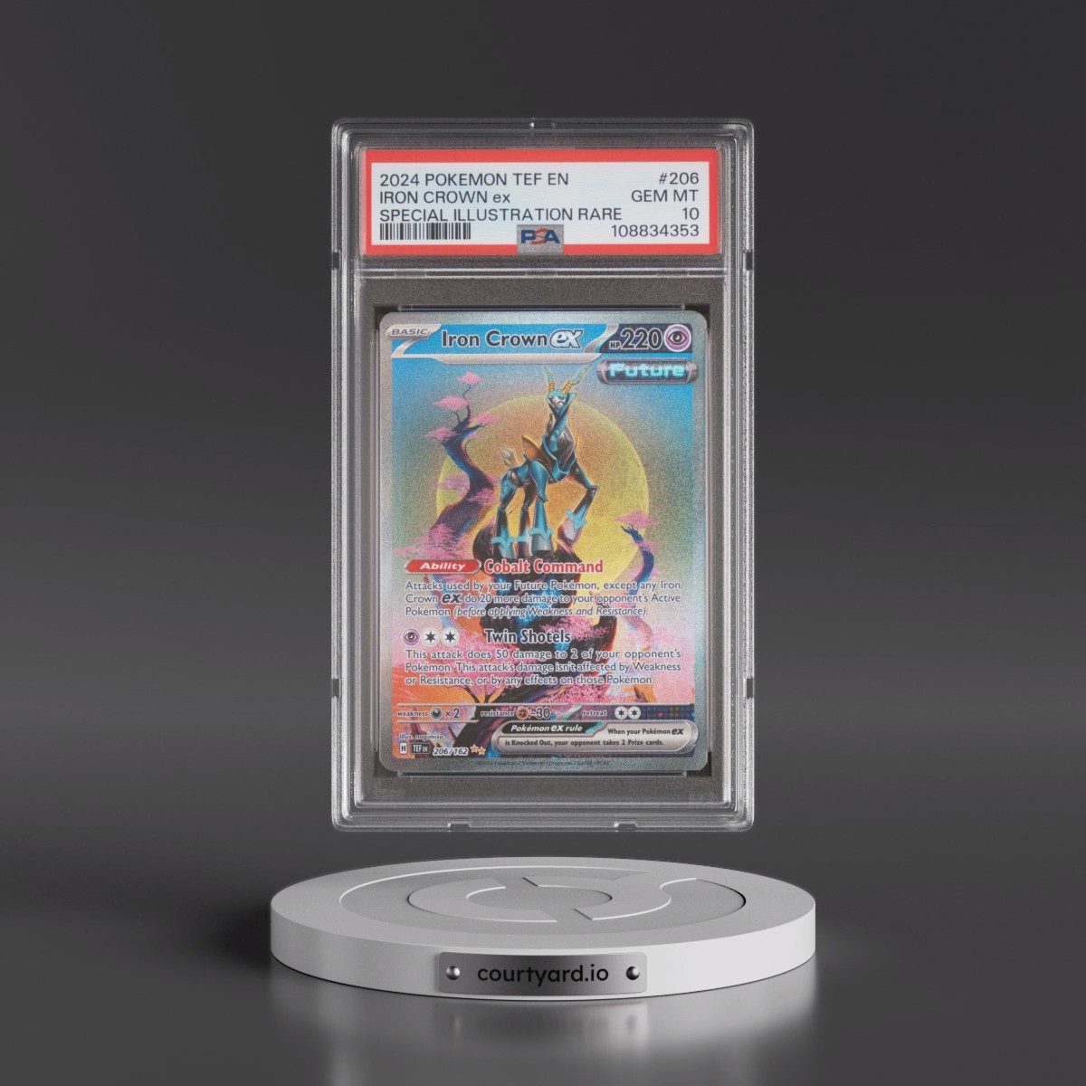 2024 Pokémon Tef EN-Temporal Forces #206 Iron Crown EX - Holo Special Illustration Rare (PSA 10 GEM MINT)