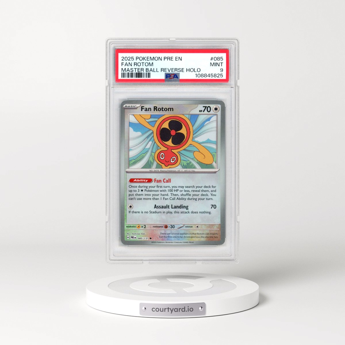 2025 Pokémon Pre EN-Prismatic Evolutions #085 Fan Rotom - Reverse Holo Master Ball (PSA 9 MINT)