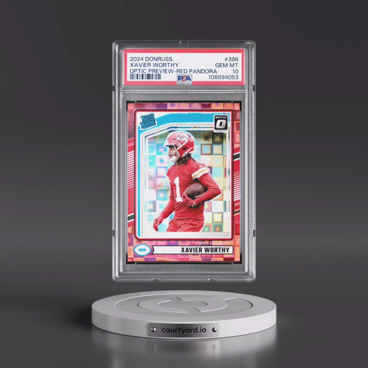 2024 Panini Donruss #398 Xavier Worthy - Optic Preview-Red Pandora (PSA 10 GEM MINT)