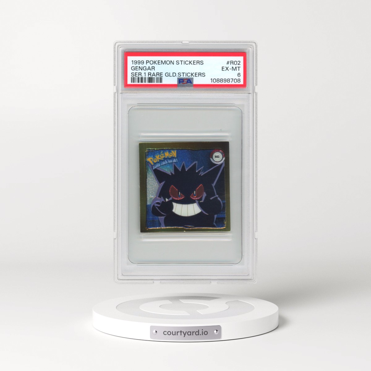 1999 Pokémon Stickers Series 1 Rare Gold Stickers #R02 Gengar (PSA 6 EX-MT)