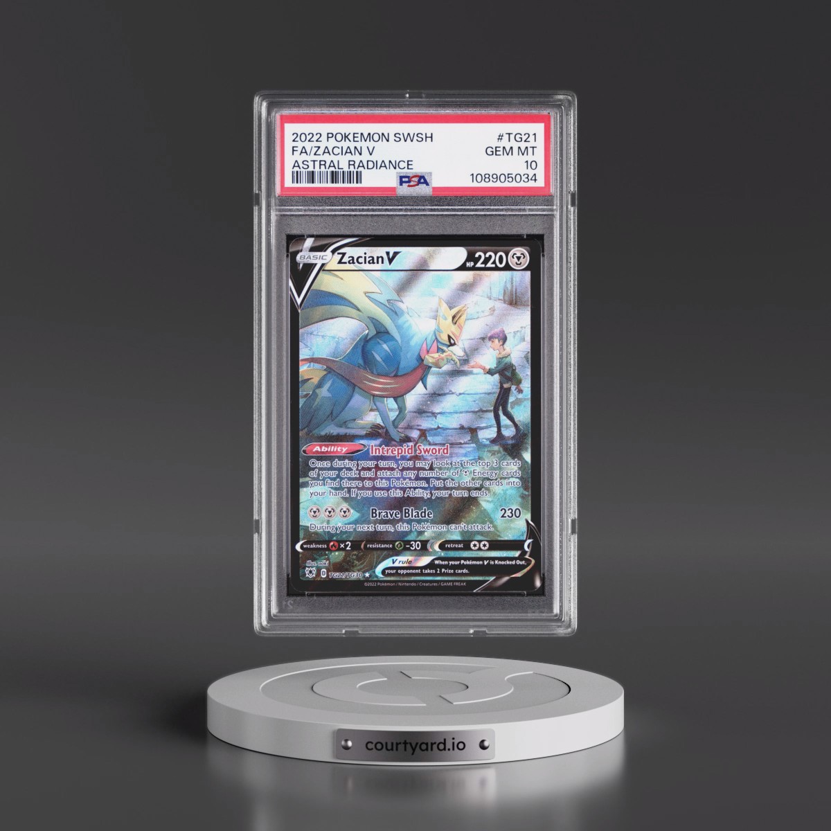 2022 Pokémon Sword & Shield Astral Radiance #TG21 Zacian V - Holo Full Art (PSA 10 GEM MINT)
