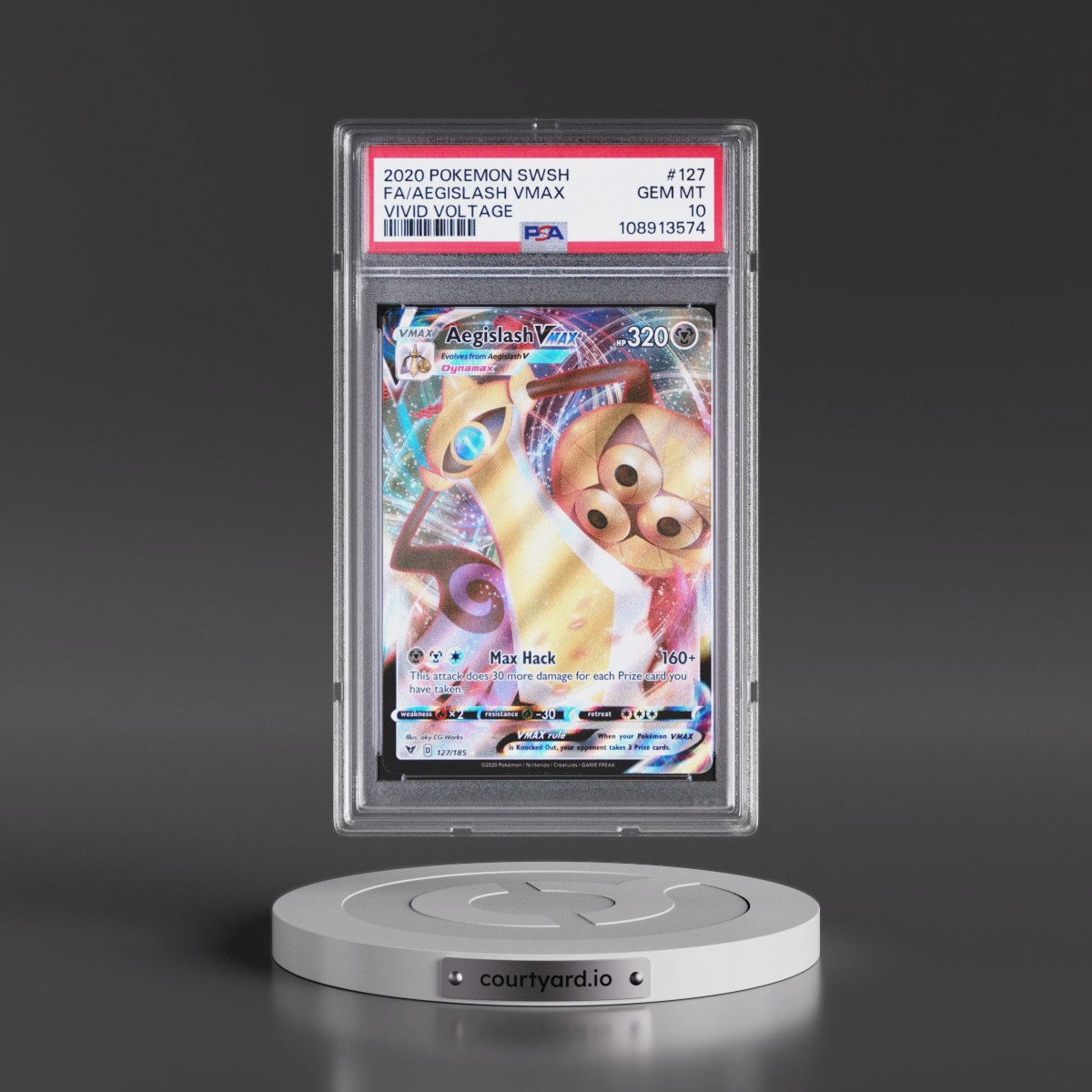 2020 Pokémon Sword & Shield Vivid Voltage #127 Aegislash Vmax - Full Art (PSA 10 GEM MINT)