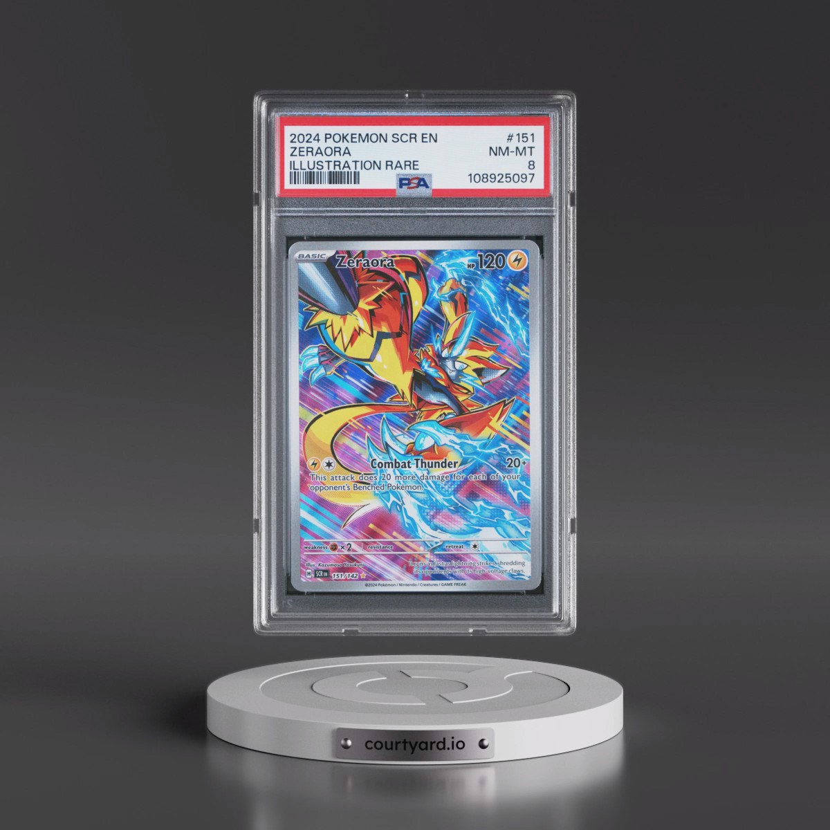 2024 Pokémon Scr EN-Stellar Crown #151 Zeraora - Illustration Rare (PSA 8 NM-MT)