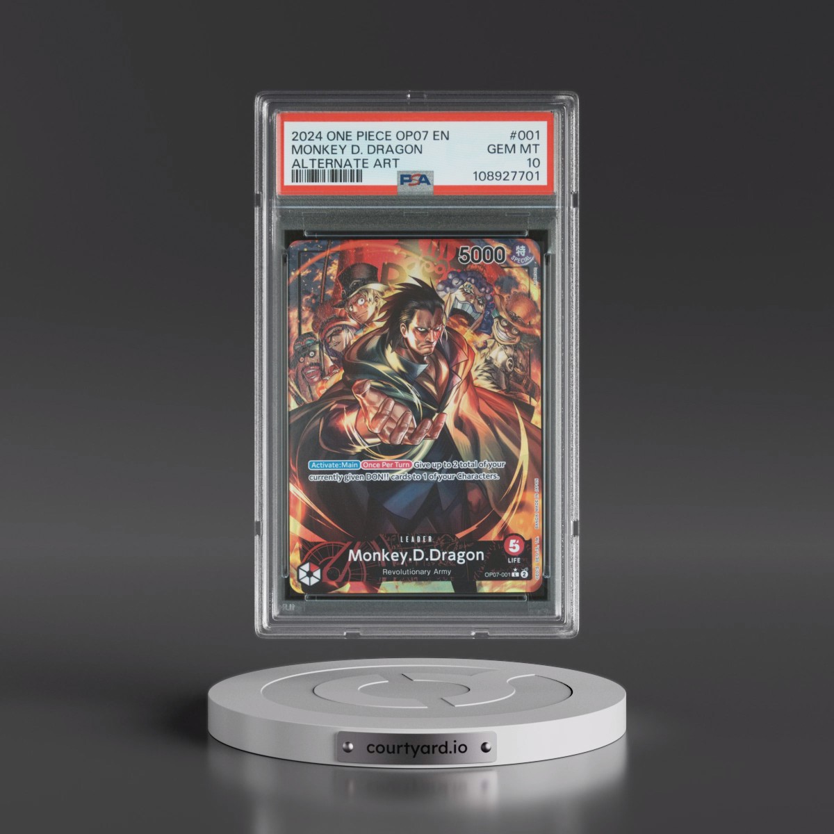 2024 One Piece OP07-500 Years in the Future #001 Monkey D. Dragon - Alternate Art (PSA 10 GEM MINT)