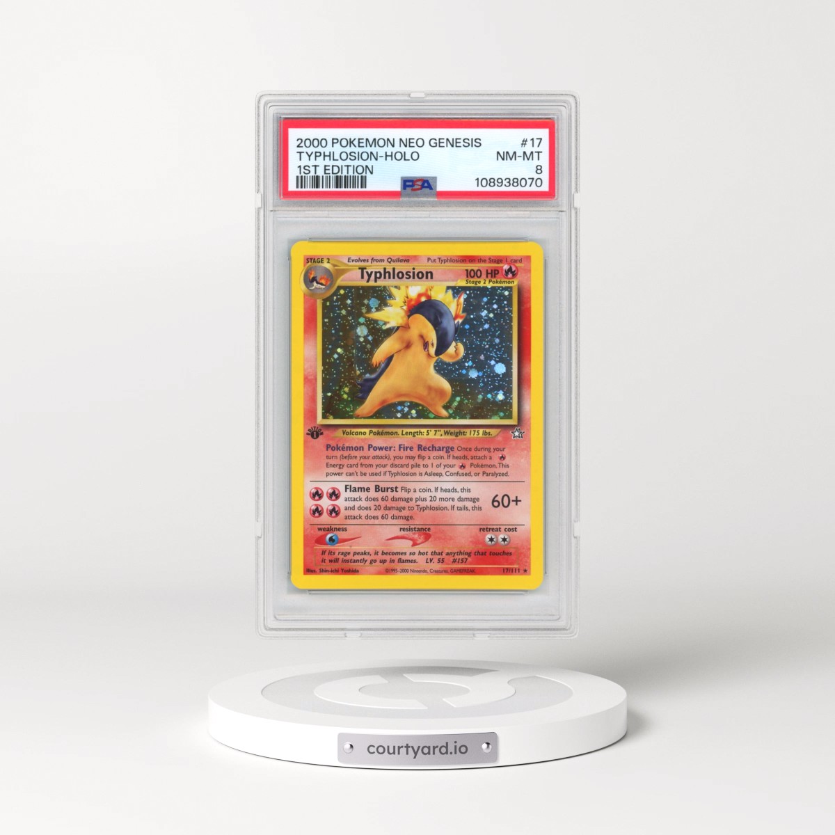 2000 Pokémon Neo Genesis #17 Typhlosion - 1st Edition Holo (PSA 8 NM-MT)