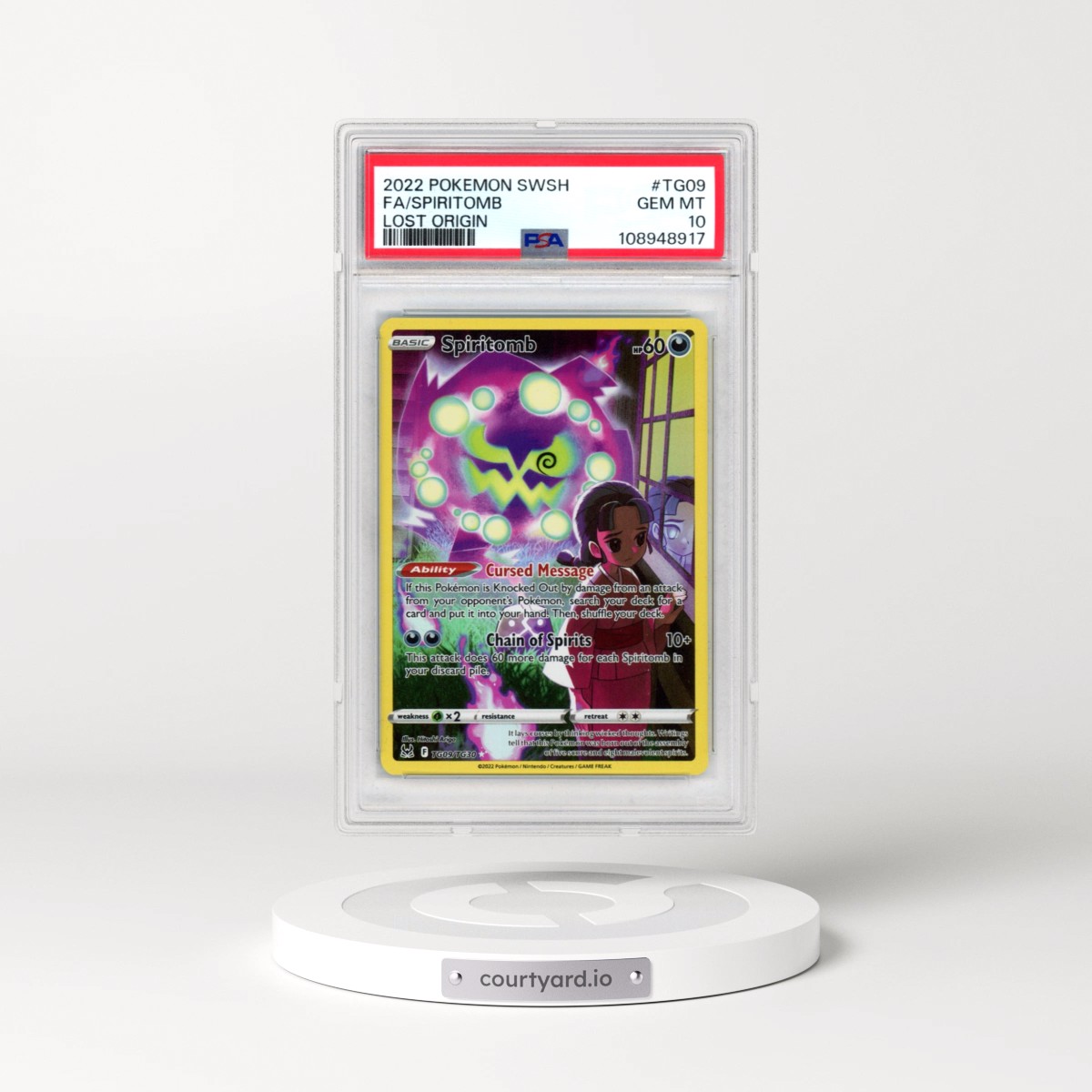 2022 Pokémon Sword & Shield Lost Origin #TG09 Spiritomb - Full Art (PSA 10 GEM MINT)
