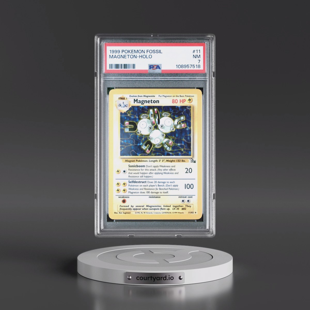 1999 Pokémon Fossil #11 Magneton - Holo (PSA 7 NM)