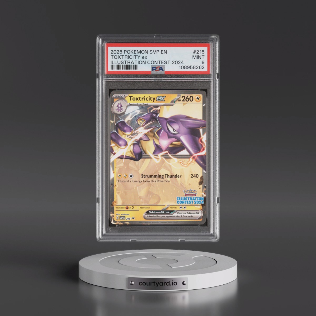 2025 Pokémon Svp EN-SV Black Star Promo #215 Toxtricity EX - Holo Illustration Contest 2024 (PSA 9 MINT)