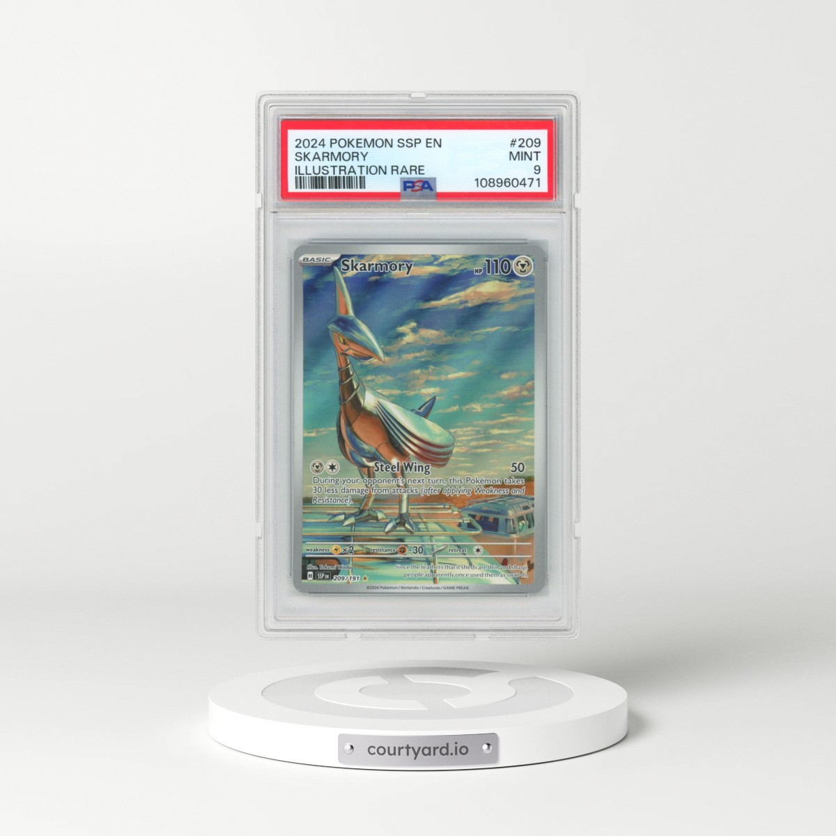 2024 Pokémon Ssp EN-Surging Sparks #209 Skarmory - Illustration Rare (PSA 9 MINT)