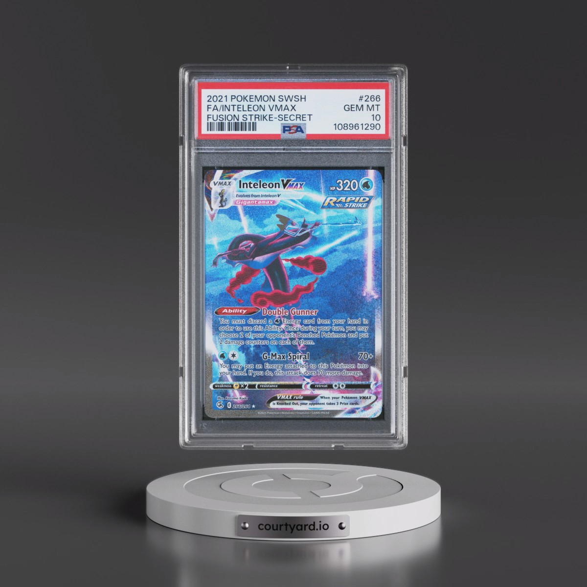2021 Pokémon Sword & Shield Fusion Strike #266 Inteleon Vmax - Full Art Secret (PSA 10 GEM MINT)