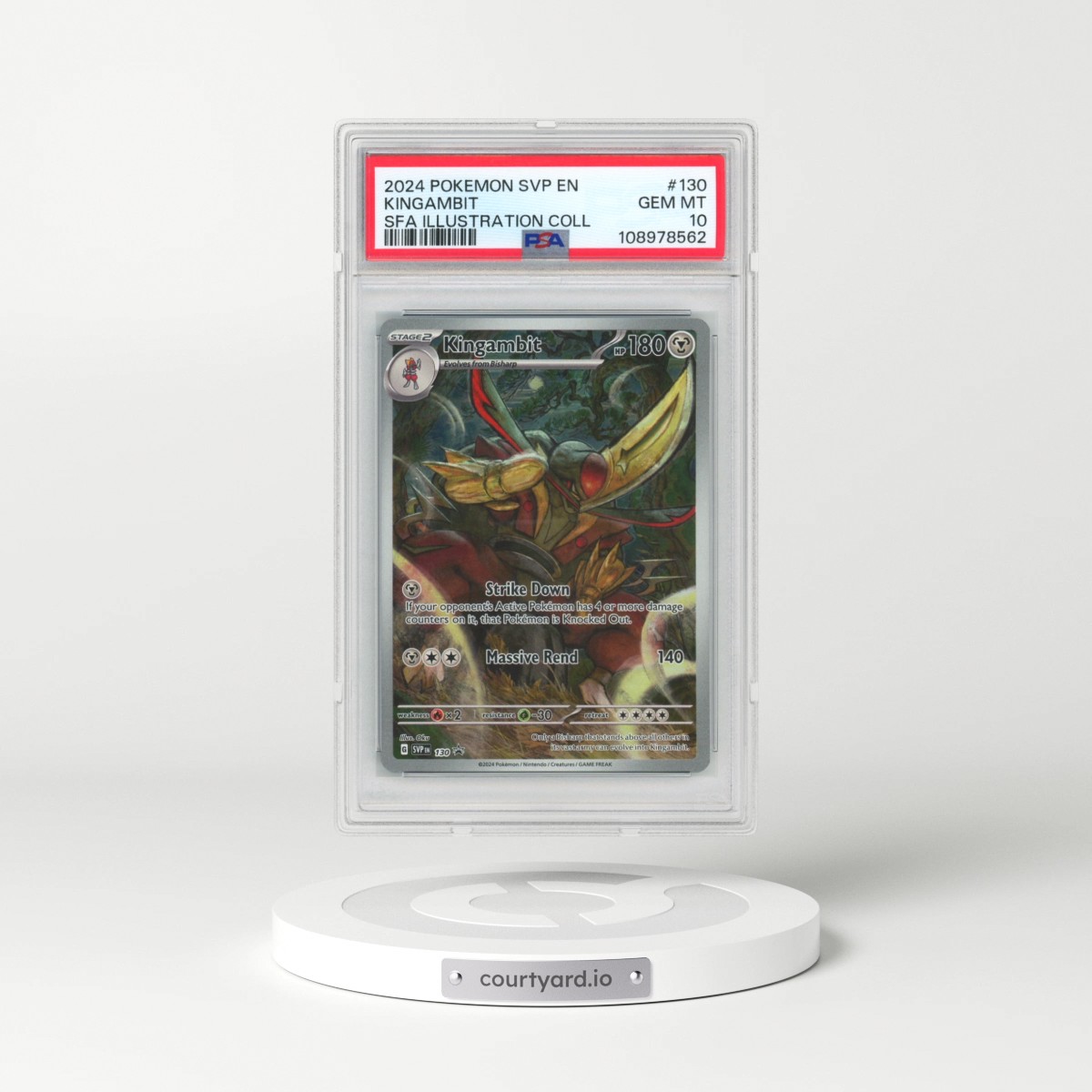 2024 Pokémon Svp EN-SV Black Star Promo #130 Kingambit - Shrouded Fable Illustration Collection (PSA 10 GEM MINT)