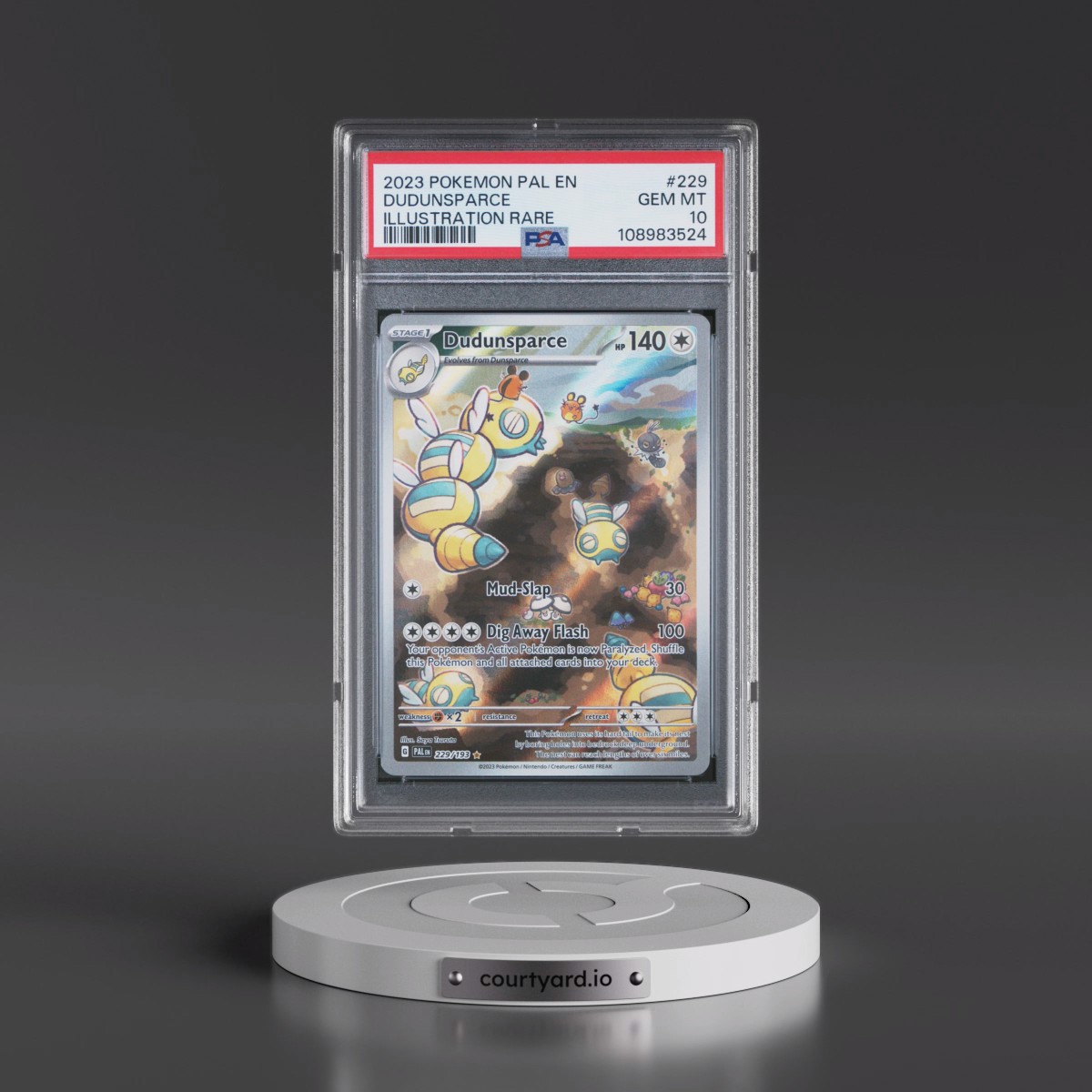 2023 Pokémon Pal EN-Paldea Evolved #229 Dudunsparce - Illustration Rare (PSA 10 GEM MINT)