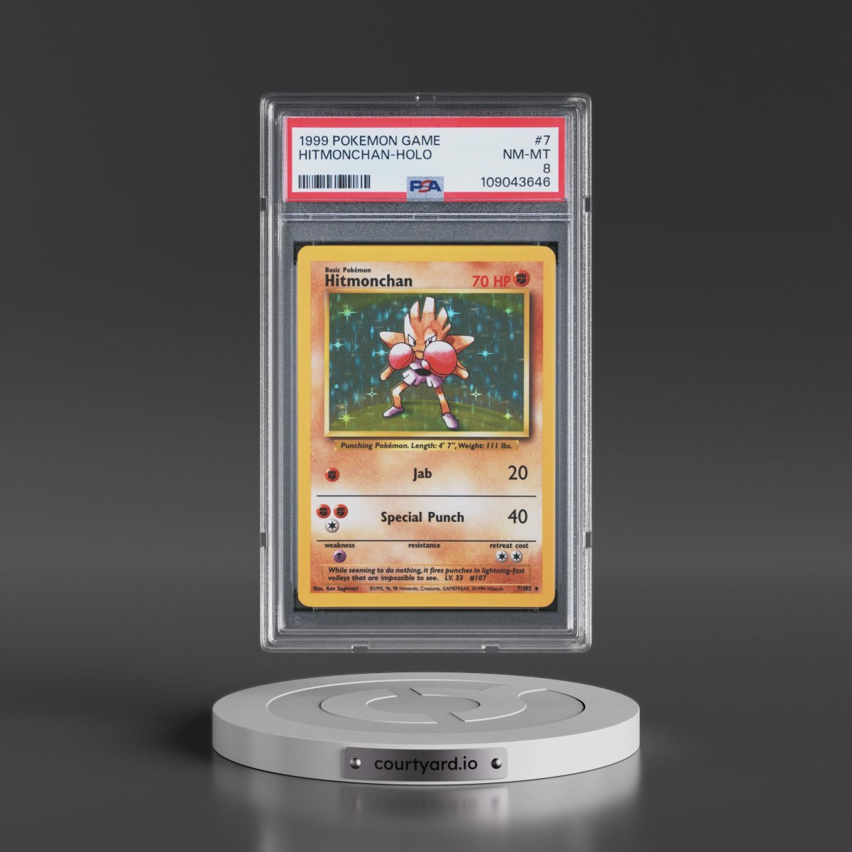 1999 Pokémon Game #7 Hitmonchan - Holo (PSA 8 NM-MT)