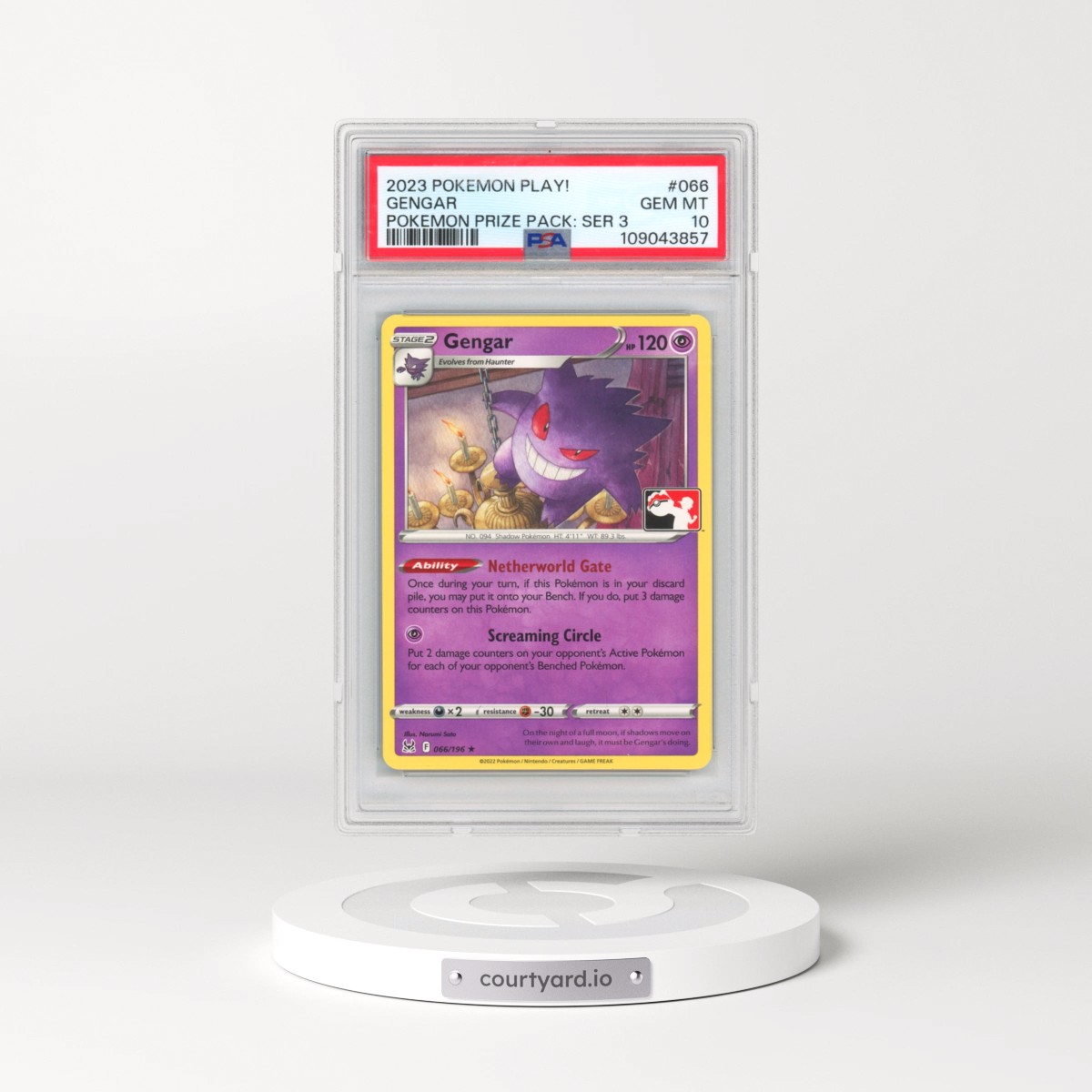 2023 Pokémon Play! Pokemon Prize Pack: Series 3 #066 Gengar (PSA 10 GEM MINT)