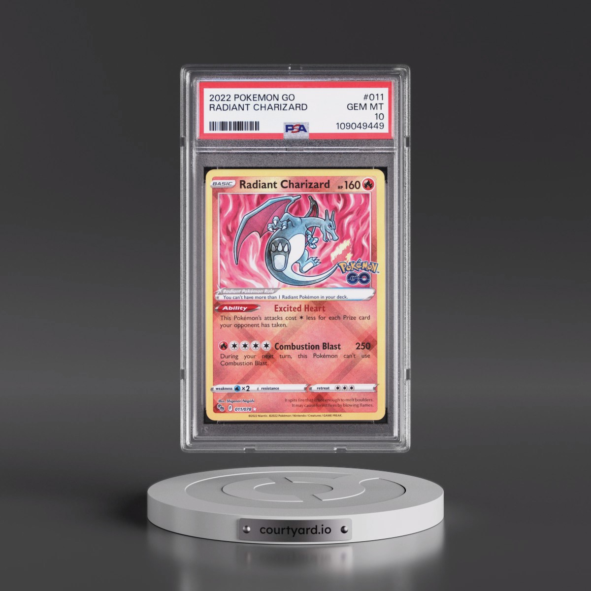2022 Pokémon Go #011 Radiant Charizard - Holo (PSA 10 GEM MINT)