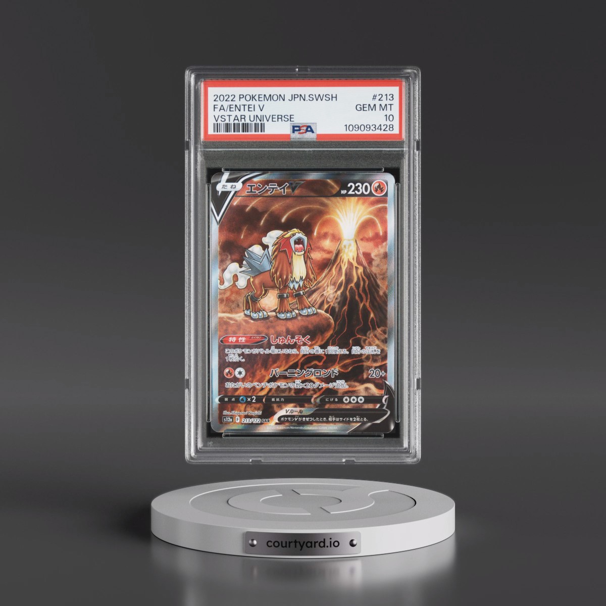 2022 Pokémon Sword & Shield Vstar Universe #213 Entei V - Holo Full Art (PSA 10 GEM MINT)