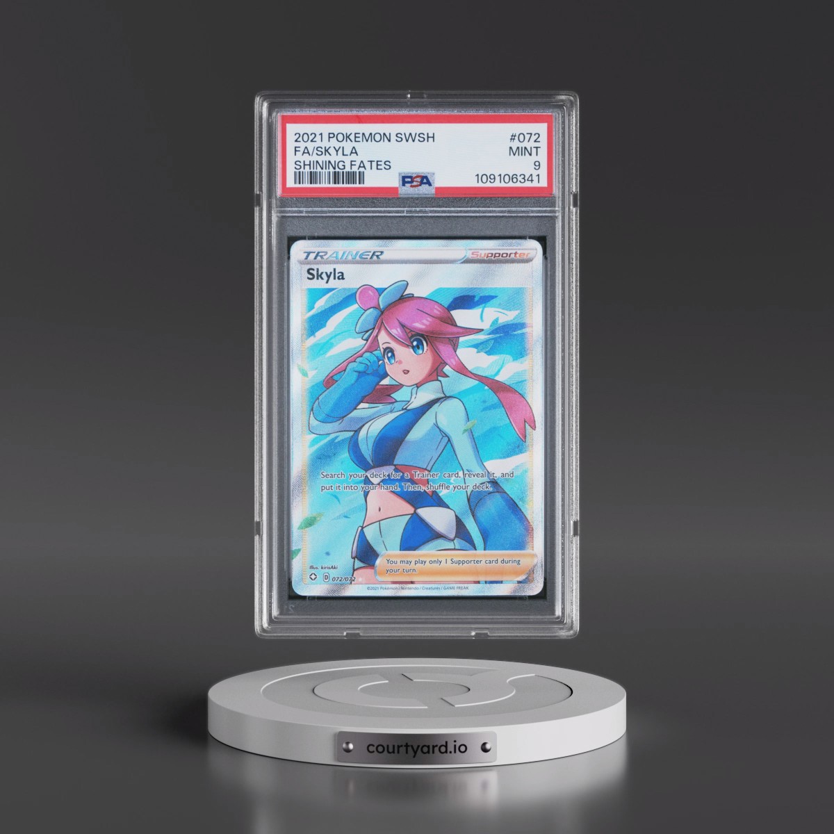 2021 Pokémon Sword & Shield Shining Fates #072 Skyla - Full Art (PSA 9 MINT)