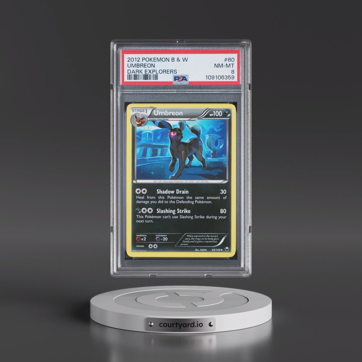 2012 Pokémon Black & White Dark Explorers #60 Umbreon (PSA 8 NM-MT)