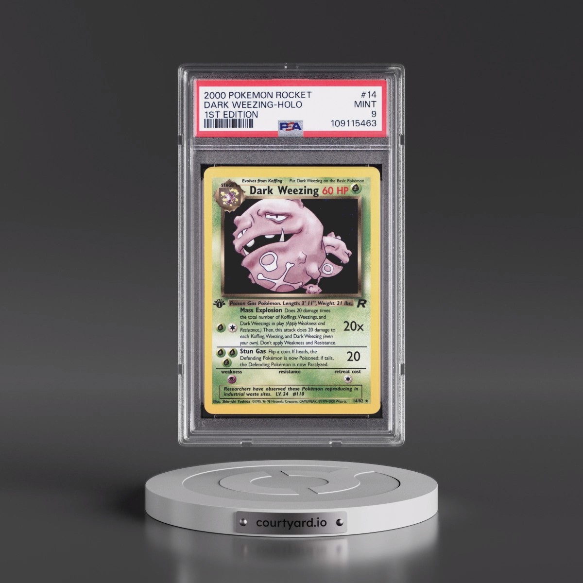 2000 Pokémon Rocket #14 Dark Weezing - 1st Edition Holo (PSA 9 MINT)