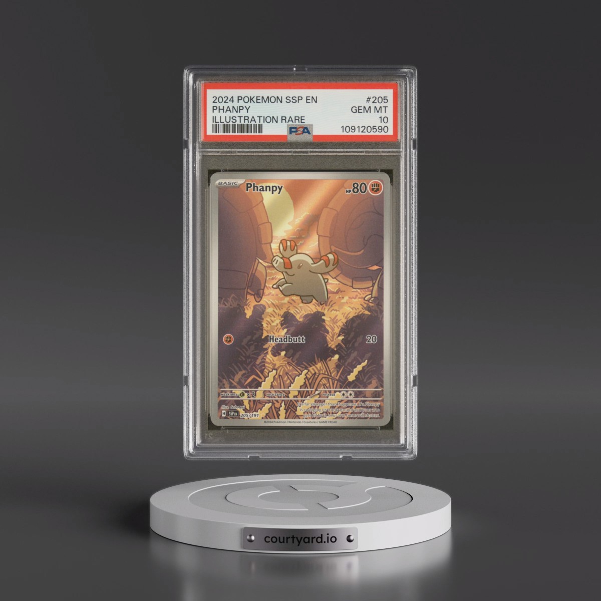 2024 Pokémon Ssp EN-Surging Sparks #205 Phanpy - Illustration Rare (PSA 10 GEM MINT)