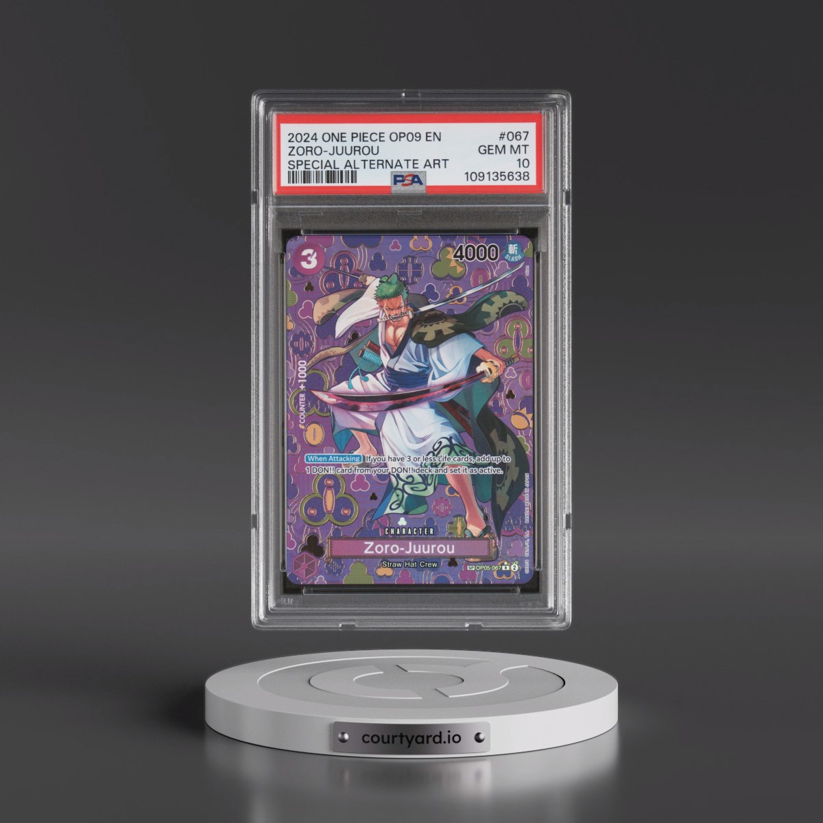2024 One Piece OP09-Emperors in the New World #067 Zoro-Juurou - Special Alternate Art (PSA 10 GEM MINT)