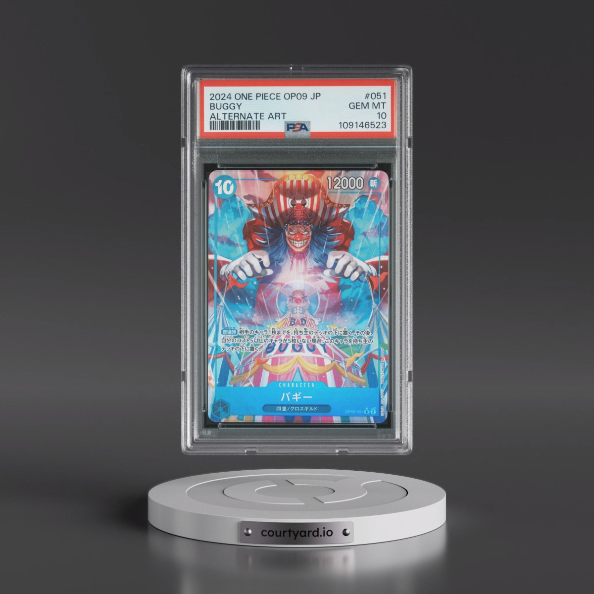2024 One Piece Japanese OP09-Emperors in the New World #051 Buggy - Alternate Art (PSA 10 GEM MINT)
