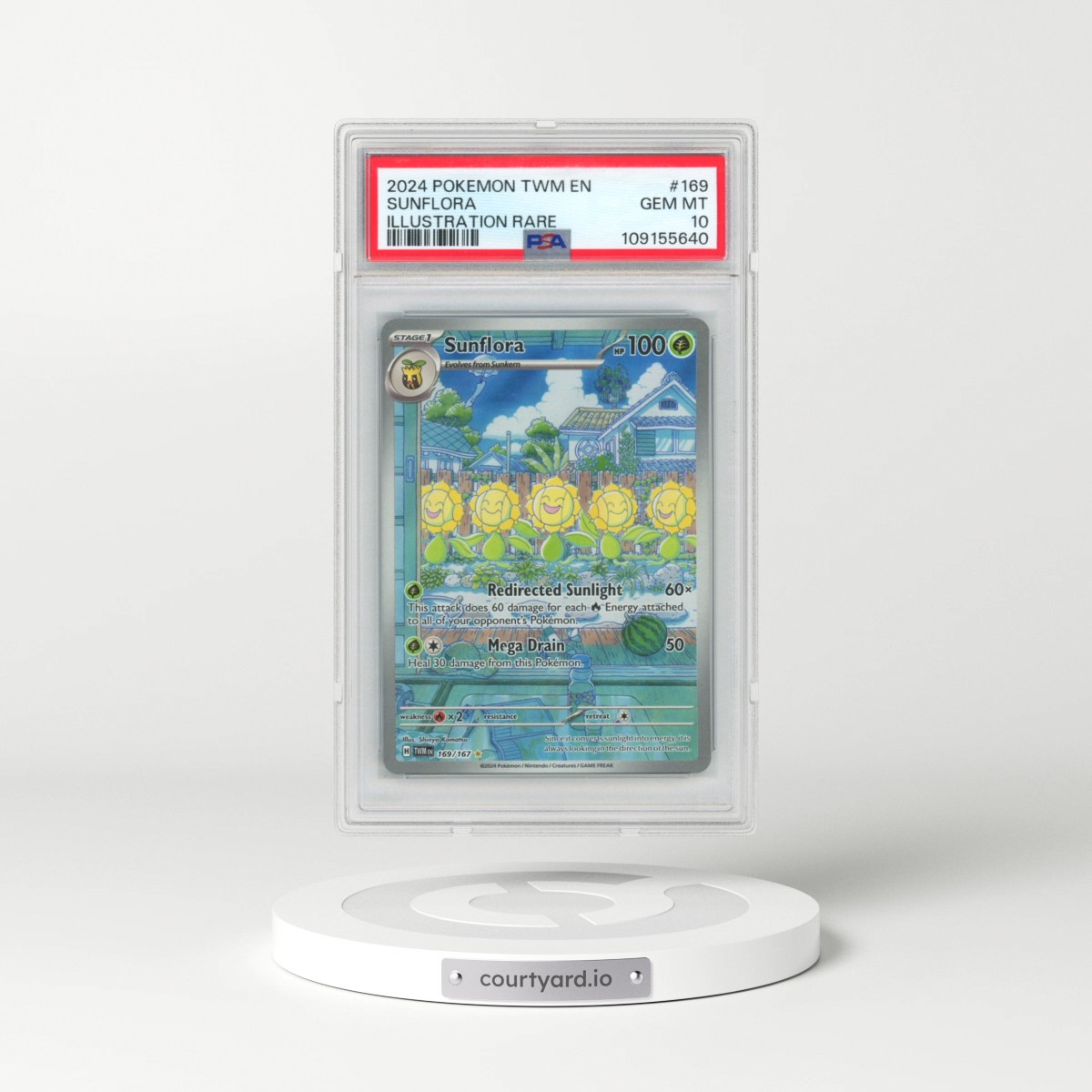 2024 Pokémon Twm EN-Twilight Masquerade #169 Sunflora - Illustration Rare (PSA 10 GEM MINT)