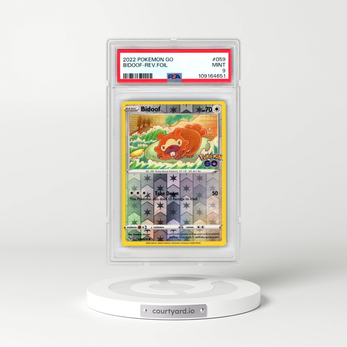 2022 Pokémon Go #059 Bidoof - Reverse Foil (PSA 9 MINT)