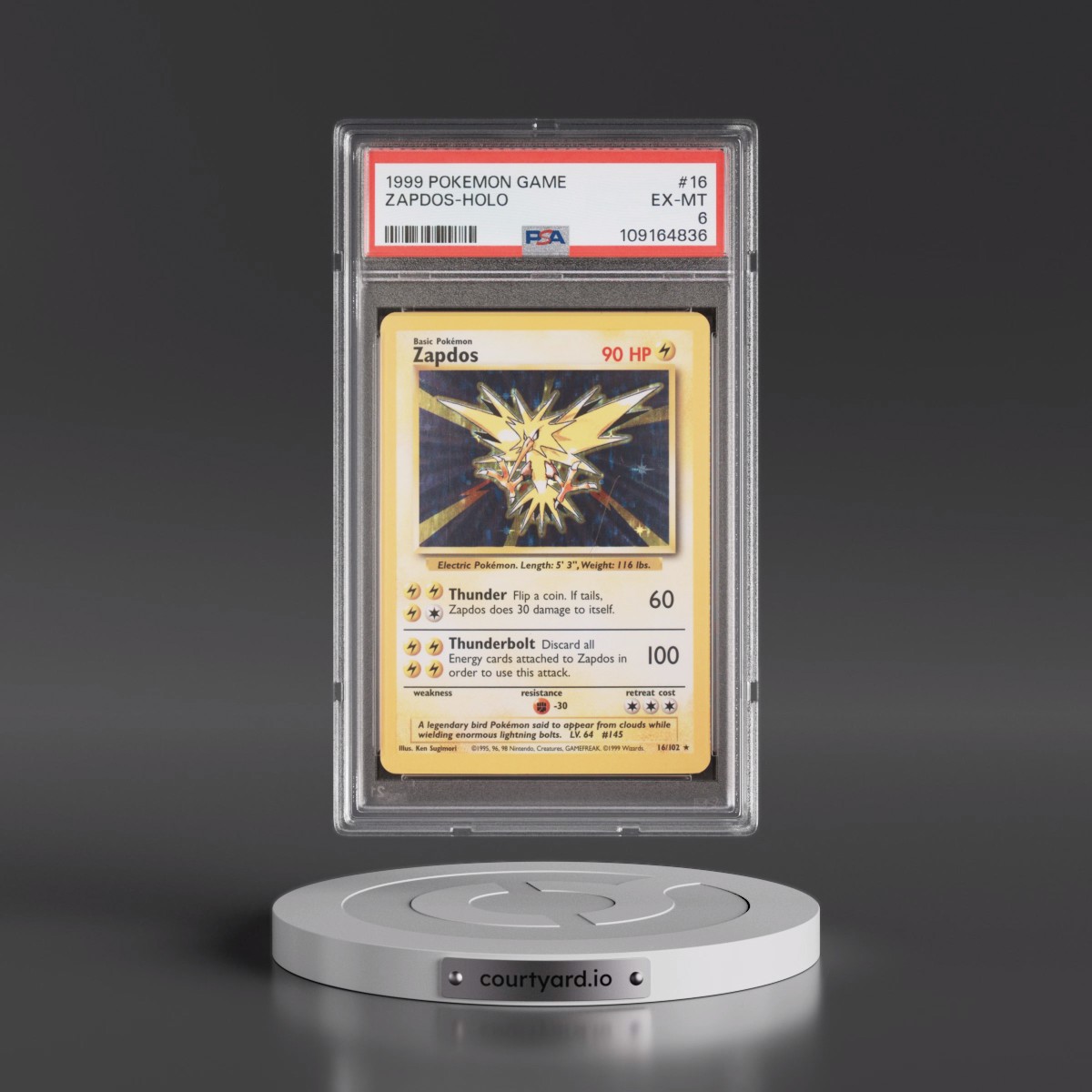 1999 Pokémon Game #16 Zapdos - Holo (PSA 6 EX-MT)