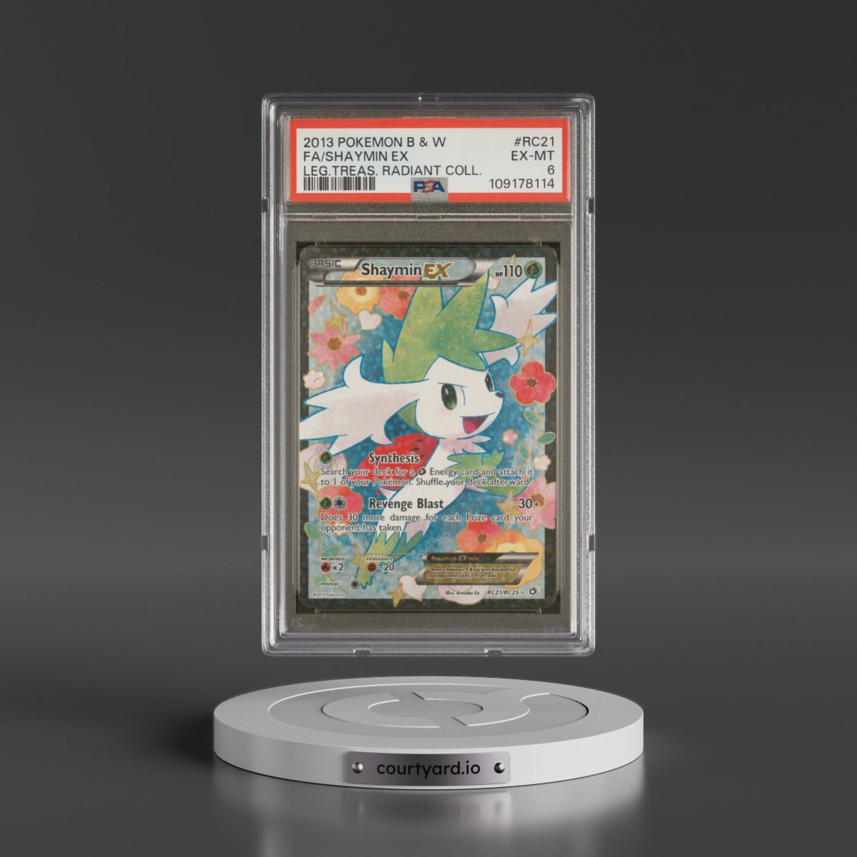 2013 Pokémon Black & White Legendary Treasures Radiant Collection #21/25 Shaymin EX - Holo Full Art (PSA 6 EX-MT)