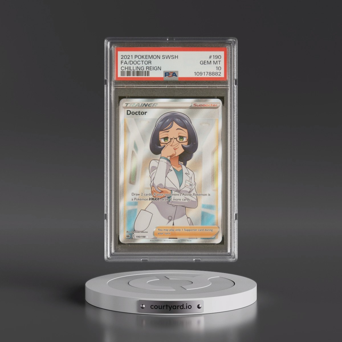 2021 Pokémon Sword & Shield Chilling Reign #190 Doctor - Full Art (PSA 10 GEM MINT)